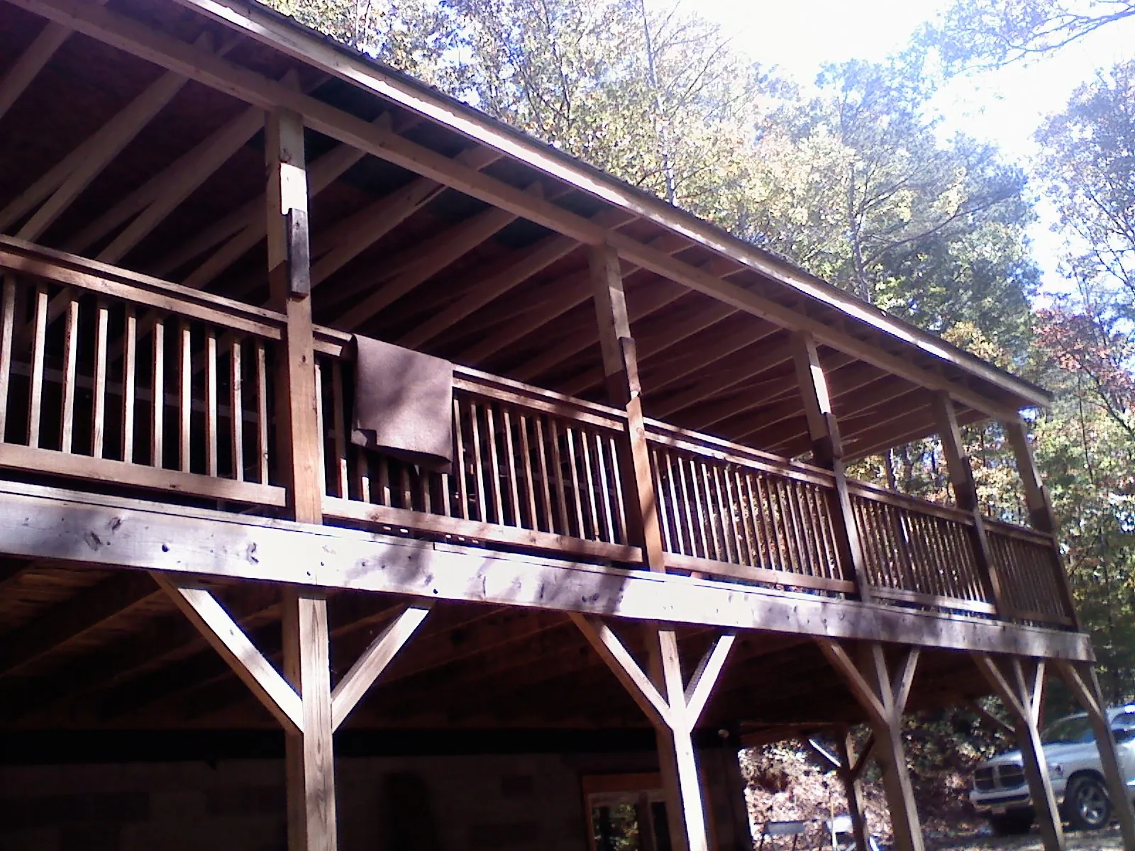 Timber framing under a new elevated porch and deck — Roof Leak Repair in Blairsville by Roofing Brothers